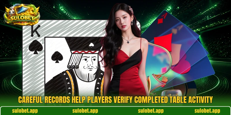 Careful records help players verify completed table activity