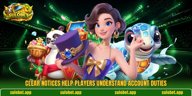 Clear notices help players understand account duties