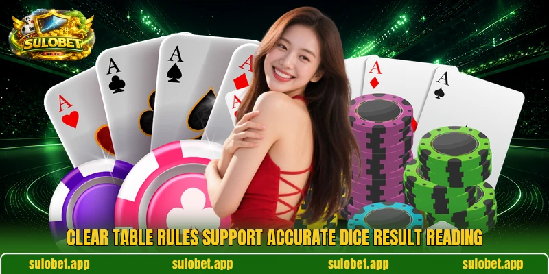 Clear table rules support accurate dice result reading