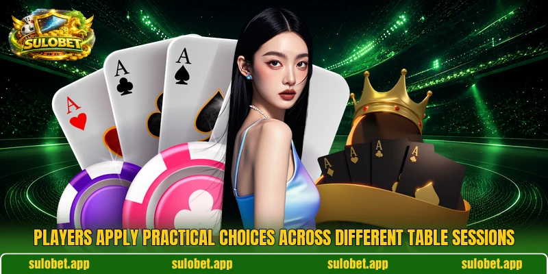 Players apply practical choices across different table sessions