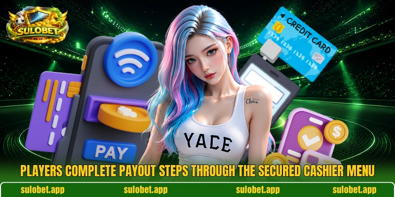 Players complete payout steps through the secured cashier menu Players complete payout steps through the secured cashier menu