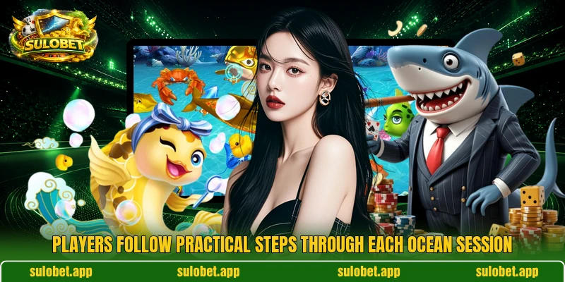 Players follow practical steps through each ocean session