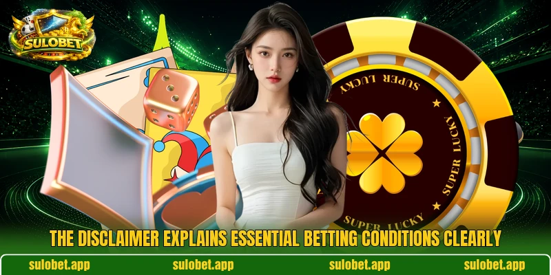 The disclaimer explains essential betting conditions clearly